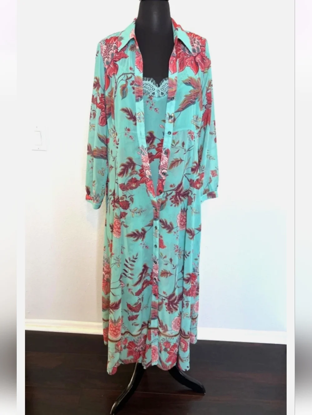 Soft Surroundings Blair Dress Maxi 2- piece Slip Duster Vacation Cruise - Picture 2 of 13